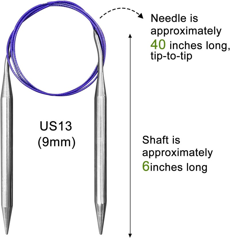 Soosui 9 mm Circular Knitting Needles US13 |40 inches/100 cm | Suitable for Beginners to Knit Sweaters, Scarves, Blankets and Other Projects! - Image 2